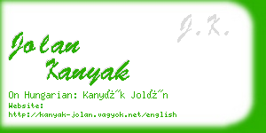 jolan kanyak business card